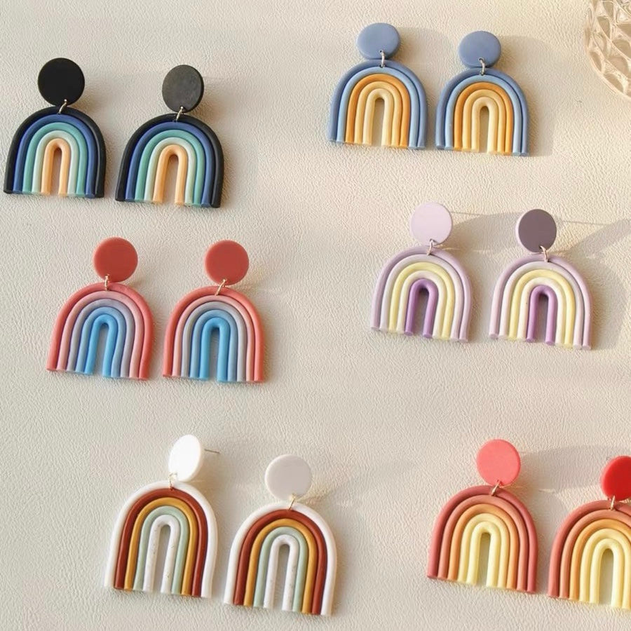 Rainbow Clay Earring