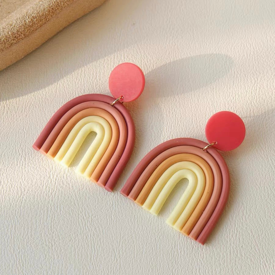 Rainbow Clay Earring